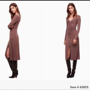 $145 BLACK NWT HOST PICK  Wilfred Aveyron MIDI Dress Slit Ruched XS